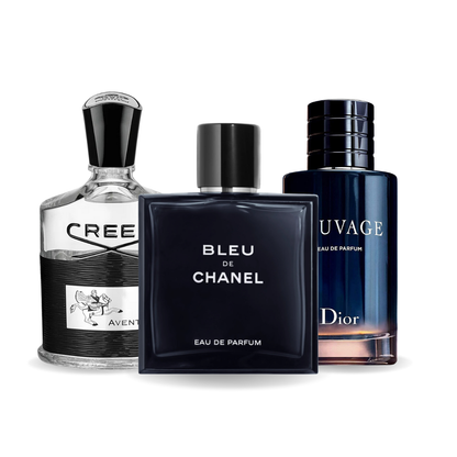 Promóciós csomag 3 parfüm: Creed AVENTUS, BLEU DE CHANEL és Dior SAUVAGE 100 ml.