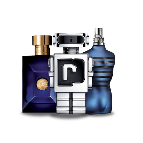 Promóciós csomag 3 parfüm: Versace DYLAN BLUE, Paco Rabanne PHANTOM és Jean Paul Gaultier ULTRA MALE 100 ml.